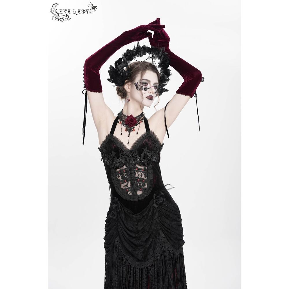 Devil Fashion Gothic Victorian Vampire Vkei Murderous Intents Velvet Dress - Picture 16 of 17